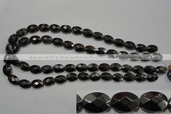 CHE281 15.5 inches 10*14mm faceted oval hematite beads wholesale