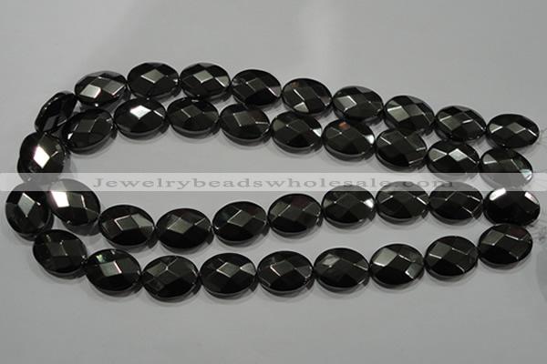 CHE284 15.5 inches 13*18mm faceted oval hematite beads wholesale