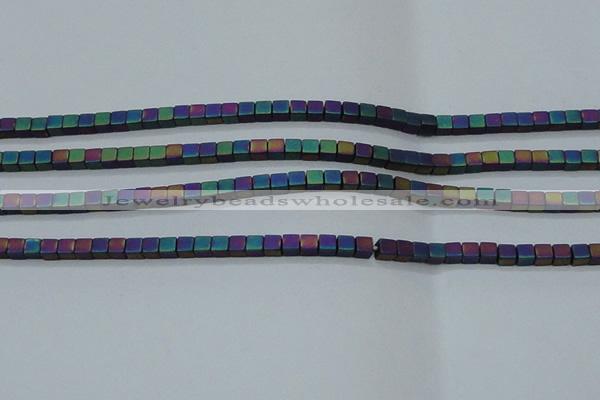 CHE445 15.5 inches 3*3mm cube matte plated hematite beads wholesale