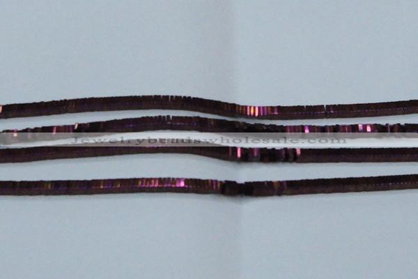 CHE583 15.5 inches 1*4*4mm square plated hematite beads wholesale