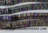 CHE623 15.5 inches 1*2*2mm square matte plated hematite beads