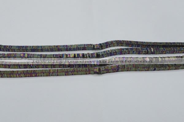 CHE637 15.5 inches 1*4*4mm square matte plated hematite beads