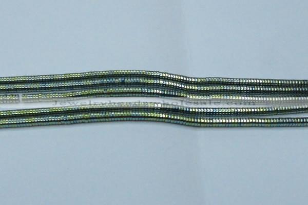 CHE655 15.5 inches 1*3mm tyre plated hematite beads wholesale