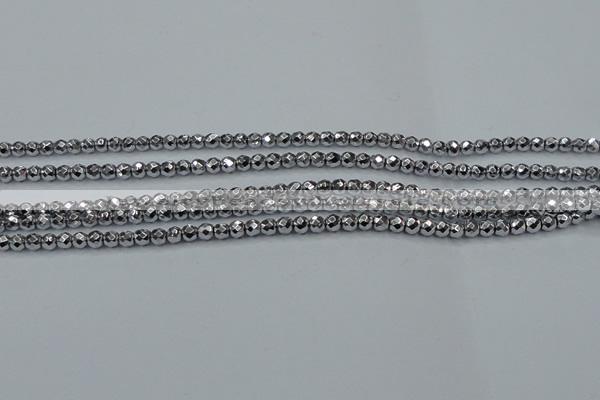 CHE690 15.5 inches 2mm faceted round plated hematite beads