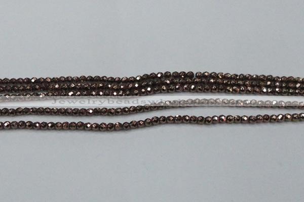 CHE691 15.5 inches 2mm faceted round plated hematite beads