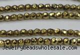 CHE692 15.5 inches 2mm faceted round plated hematite beads