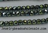 CHE693 15.5 inches 2mm faceted round plated hematite beads