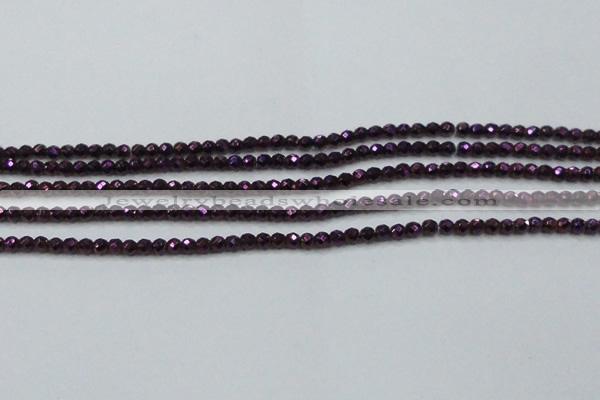 CHE694 15.5 inches 2mm faceted round plated hematite beads