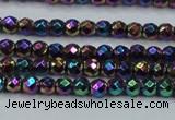 CHE696 15.5 inches 2mm faceted round plated hematite beads