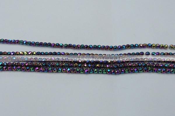 CHE696 15.5 inches 2mm faceted round plated hematite beads