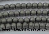 CHE721 15.5 inches 4mm round matte plated hematite beads wholesale