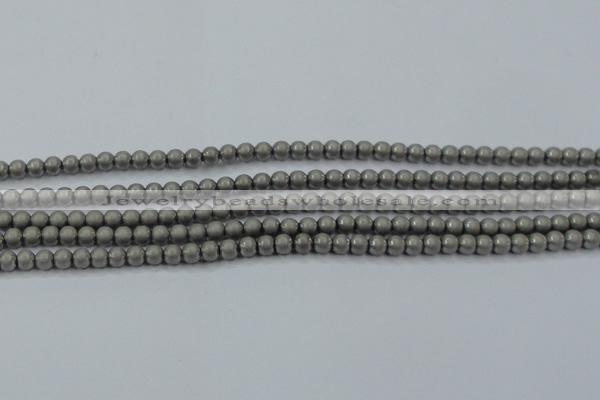 CHE721 15.5 inches 4mm round matte plated hematite beads wholesale