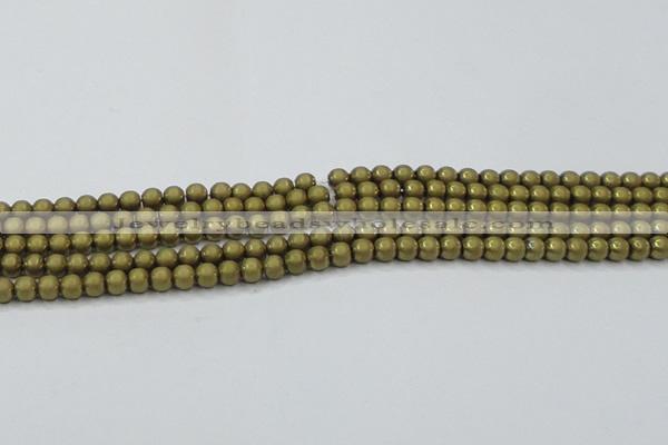 CHE722 15.5 inches 4mm round matte plated hematite beads wholesale