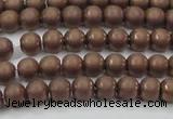 CHE723 15.5 inches 4mm round matte plated hematite beads wholesale