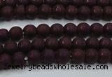 CHE724 15.5 inches 4mm round matte plated hematite beads wholesale