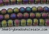 CHE725 15.5 inches 4mm round matte plated hematite beads wholesale