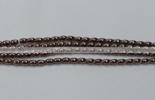 CHE742 15.5 inches 4*6mm rice plated hematite beads wholesale