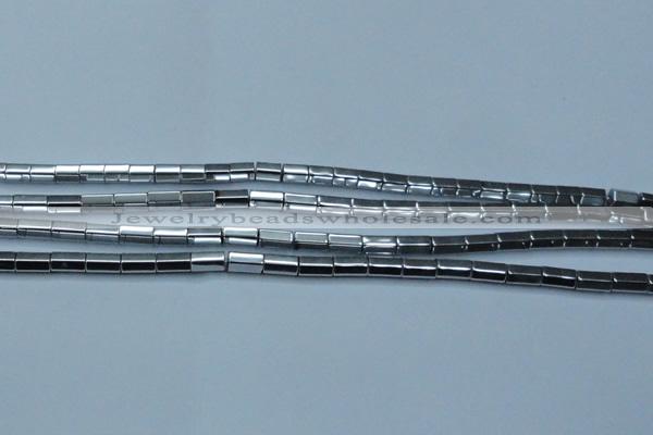 CHE751 15.5 inches 5*8mm faceted tube plated hematite beads