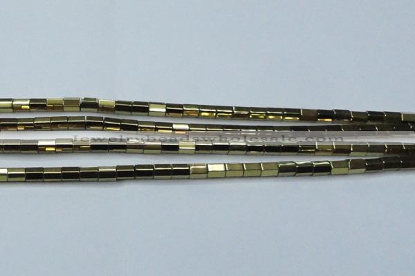 CHE752 15.5 inches 5*8mm faceted tube plated hematite beads