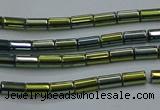 CHE762 15.5 inches 2*4mm tube plated hematite beads wholesale