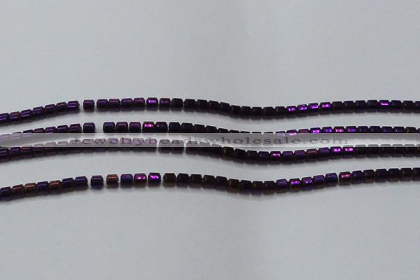 CHE778 15.5 inches 2*2mm drum plated hematite beads wholesale