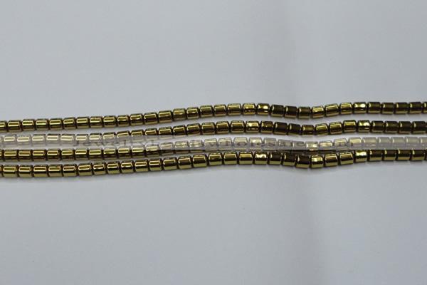 CHE787 15.5 inches 4*4.5mm drum plated hematite beads wholesale