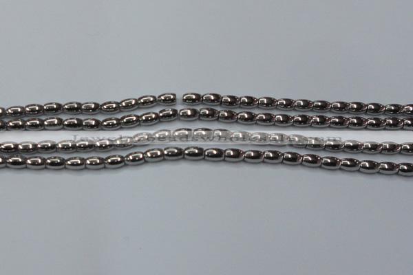 CHE802 15.5 inches 4*6mm rice plated hematite beads wholesale