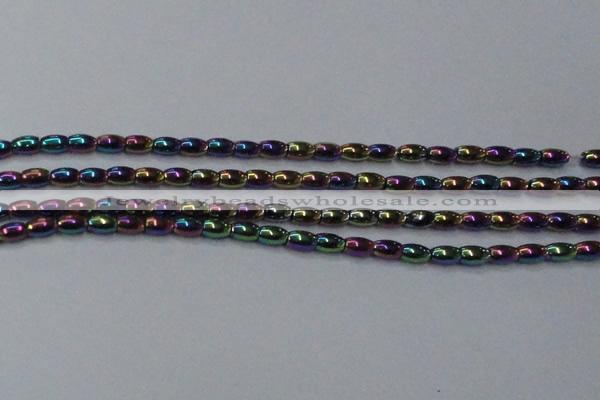 CHE804 15.5 inches 4*6mm rice plated hematite beads wholesale