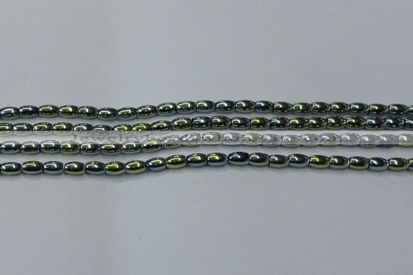 CHE806 15.5 inches 4*6mm rice plated hematite beads wholesale