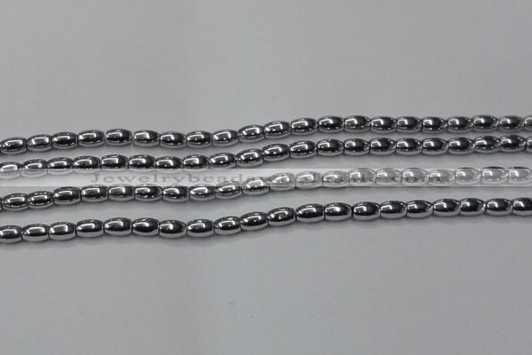 CHE809 15.5 inches 5*8mm rice plated hematite beads wholesale