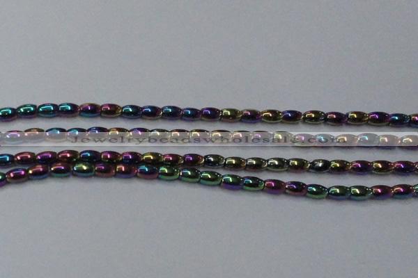 CHE812 15.5 inches 5*8mm rice plated hematite beads wholesale