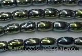 CHE814 15.5 inches 5*8mm rice plated hematite beads wholesale