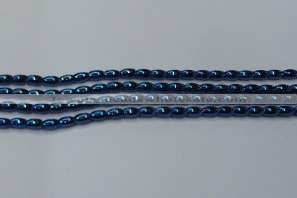 CHE815 15.5 inches 5*8mm rice plated hematite beads wholesale