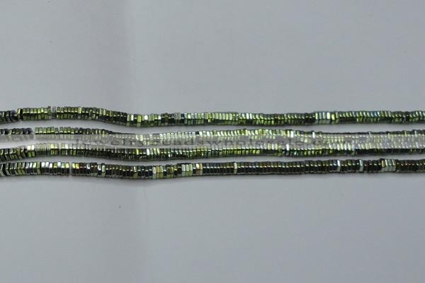 CHE828 15.5 inches 1*2mm hexagon plated hematite beads wholesale