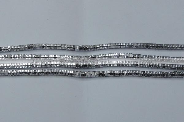 CHE833 15.5 inches 1*3mm hexagon plated hematite beads wholesale