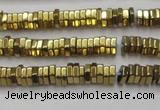 CHE835 15.5 inches 1*3mm hexagon plated hematite beads wholesale