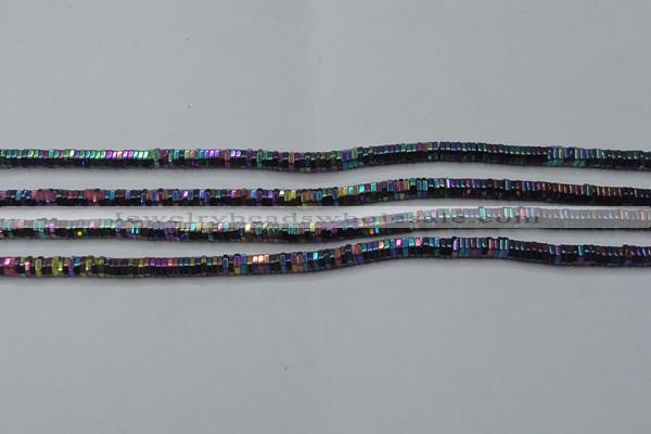 CHE838 15.5 inches 1*3mm hexagon plated hematite beads wholesale