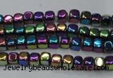 CHE852 15.5 inches 2*2mm dice platedhematite beads wholesale