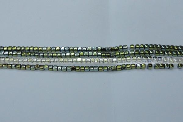 CHE863 15.5 inches 3*3mm dice platedhematite beads wholesale