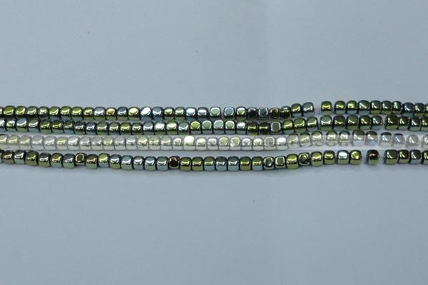 CHE869 15.5 inches 4*4mm dice platedhematite beads wholesale