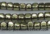 CHE877 15.5 inches 4*4mm dice plated hematite beads wholesale