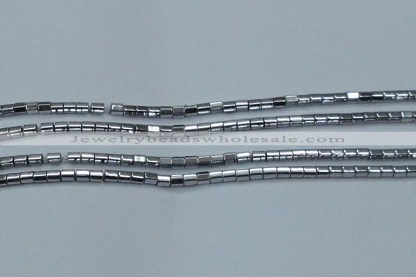 CHE886 15.5 inches 2*2mm faceted tube plated hematite beads wholesale