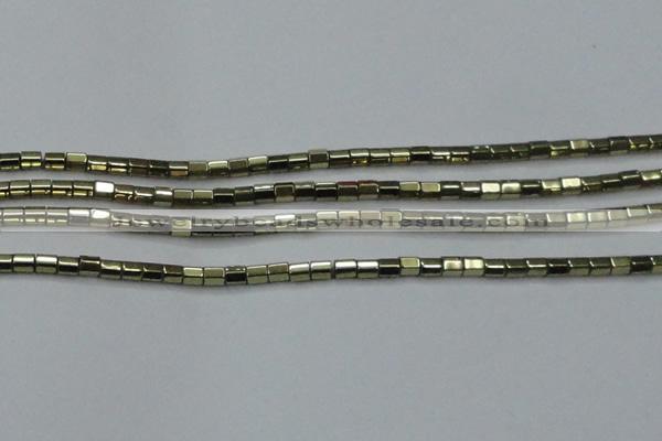 CHE888 15.5 inches 2*2mm faceted tube plated hematite beads wholesale