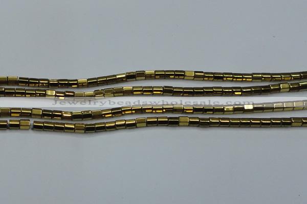 CHE889 15.5 inches 2*2mm faceted tube plated hematite beads wholesale