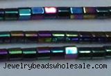 CHE891 15.5 inches 2*2mm faceted tube plated hematite beads wholesale