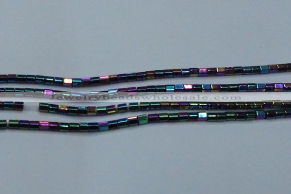 CHE891 15.5 inches 2*2mm faceted tube plated hematite beads wholesale