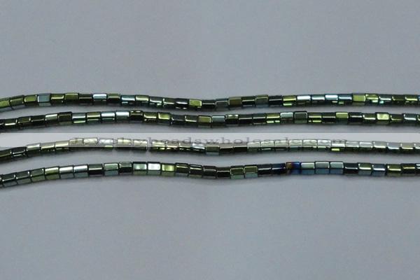 CHE900 15.5 inches 3*3mm faceted tube plated hematite beads wholesale