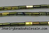 CHE909 15.5 inches 2*4mm faceted tube plated hematite beads wholesale