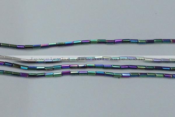 CHE910 15.5 inches 2*4mm faceted tube plated hematite beads wholesale