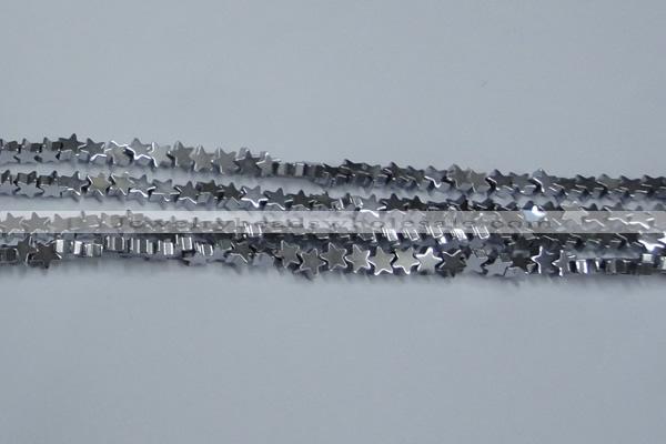 CHE936 15.5 inches 4mm star plated hematite beads wholesale